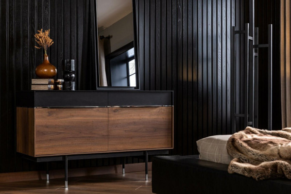 Zrcadlo Luxusní stojan Stěnové zrcadlo Černý rám Styl 100x46