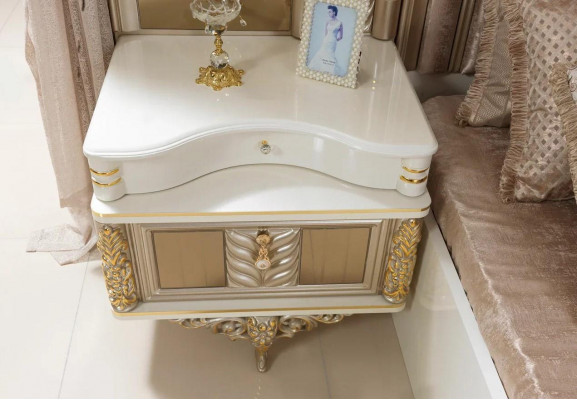 Ložnice Nastavit Postel 2x Noční Stolky Šatní Skříň Luxus Nový 4 Kusy