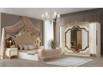 Ložnice Set Postel 2x Noční stolky Design Luxus nový 5 kusů bílý