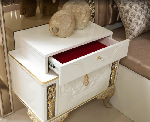 Ložnice Set Postel 2x Noční stolky Design Luxus nový 5 kusů bílý