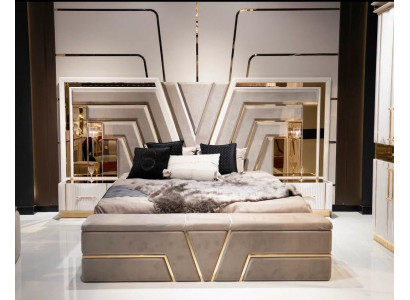 Ložnice Nastavení Postel 2x Noční Stolky Luxus Nové 3dílné Design Moderní Dřevo