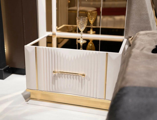 Ložnice Nastavení Postel 2x Noční Stolky Luxus Nové 3dílné Design Moderní Dřevo