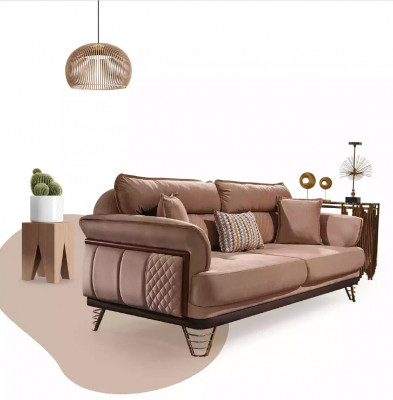 Beige třímístná luxusní pohovka moderního designu s 3 sedacími místy