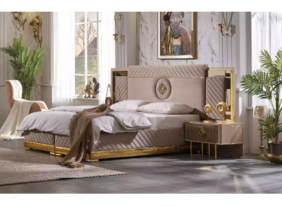 Luxusní postel 2x noční stolky set postele Nová manželská postel ložnice set 3 ks