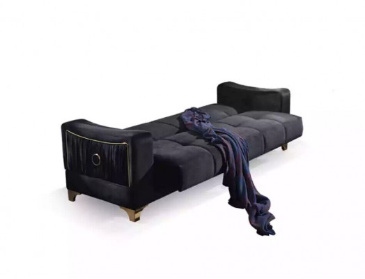 Černá třímístná luxusní pohovka obývacího pokoje 3-místná čalouněná pohovka sofa.