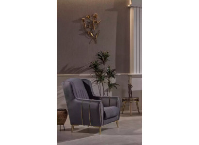 Šedý nerezový křeslo Moderní jednomístný luxusní křeslo Křeslo pro kluby