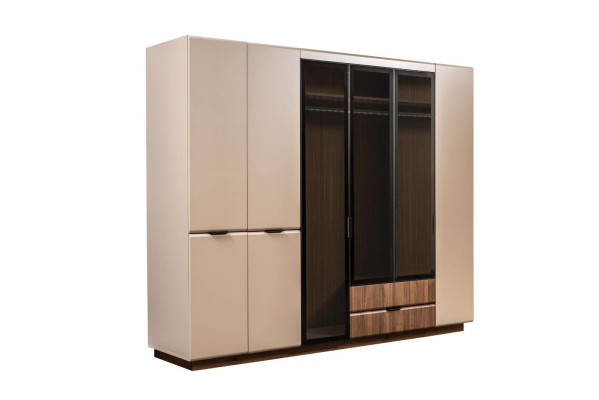 Luxus dvojlůžková sada ložnice noční stolky 4ks Béžová skříň