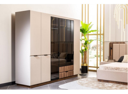 Šatní skříň Dřevěná skříň Beige ložnice Skříň Moderní