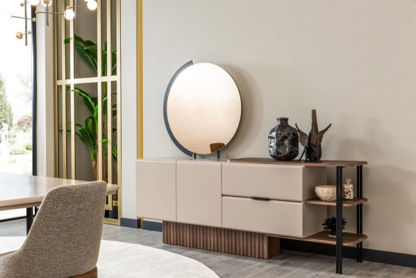 Souprava sideboard s zrcadlem Beige Dřevěná skříň Design