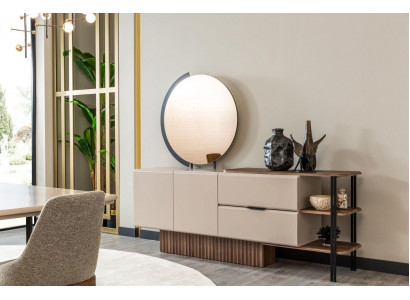 Souprava sideboard s zrcadlem Beige Dřevěná skříň Design