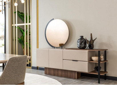 Souprava sideboard s zrcadlem Beige Dřevěná skříň Design