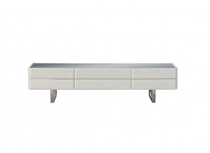 Dřevěná skříň TV stojan RTV Lowboard skříň dřevo bílý moderní sideboard
