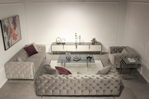 Wohnzimmer Möbel Set 6tlg Sofagarnitur 2x Dreisitzer Modern TV Ständer