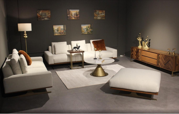 Obývací pokoj Set 6 kusů Kompletní Design Moderní Pohovkaová souprava Třísedák Konferenční stolek