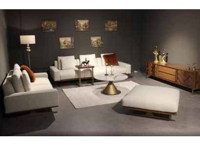 Obývací pokoj Set 6 kusů Kompletní Design Moderní Pohovkaová souprava Třísedák Konferenční stolek