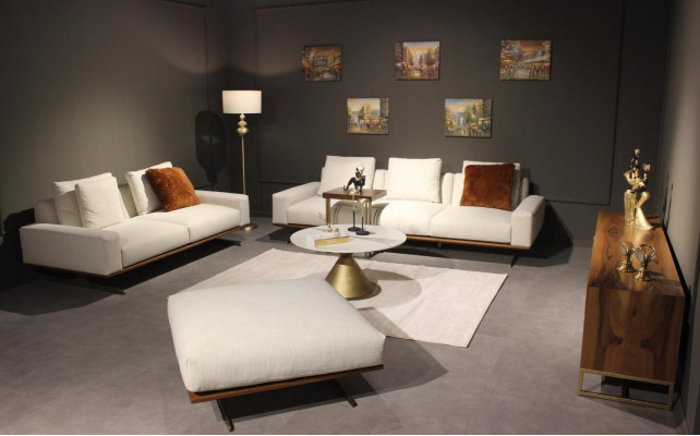 Obývací pokoj Set 6 kusů Kompletní Design Moderní Pohovkaová souprava Třísedák Konferenční stolek