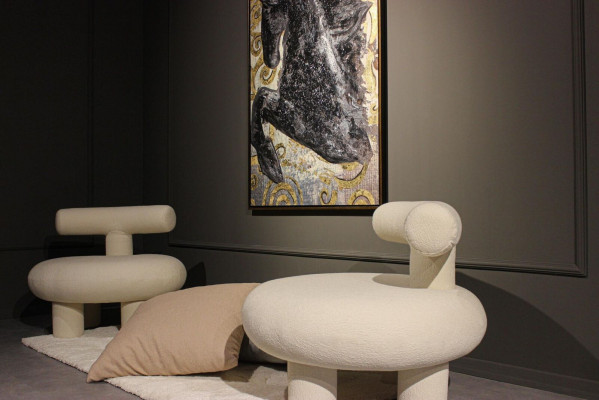 Obývací pokoj 2x křeslo design moderní zařízení textil nové nábytek