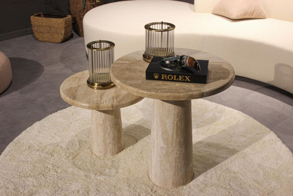 2x kavčové stolky obývací pokoj set dřevěný nábytek design moderní zařízení