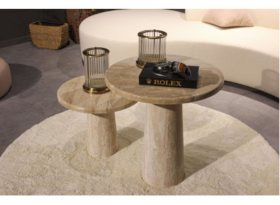 2x kavčové stolky obývací pokoj set dřevěný nábytek design moderní zařízení