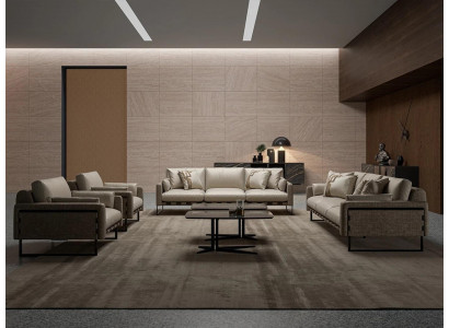 Obývací pokoj Set 6 kusů Moderní 2x konferenční stolek Designer sofa sestava 2x třísedadlo