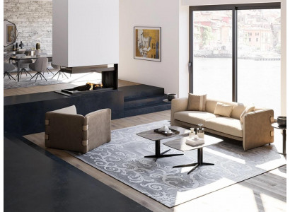 Obývací pokoj Kompletní sestava 6 kusů 2x Konferenční stůl Luxusní sedací nábytek Beige Pohovka Gauč Nový