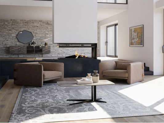Moderní designérská sada 2x stolice s potahem Luxus Textil Nový obývací pokoj konferenční stůl