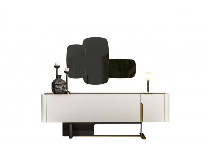 Sideboard Anrichte Weiß Schrank Spiegel Kommode Holz Garnitur Kommode = Komoda Skříň Bílá Skříň Zrcadlo Komoda Dřevo Garnitura Komoda