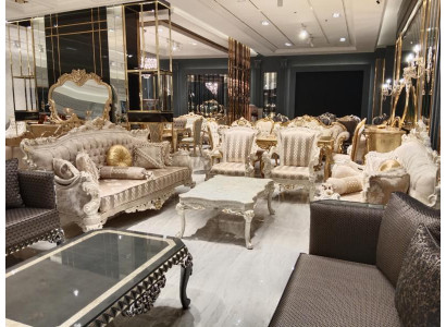 Designer Wohnzimmer Set Sofas Stilvollen Sessel Moderne Couchtisch Sofagarnitur  - Návrhářský obývací set - Pohovky - Stylové křeslo - Moderní konferenční stolek - Souprava sedacích souprav