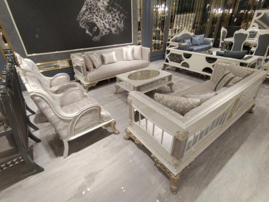Barevná obývací sestava 3+3+1+1 Elegantní sestava 2x gauč 2x křeslo
