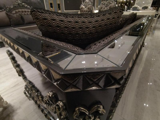 Luxus obývací pokoj sestava sedací soupravy nábytek 3+3+1+1 2x pohovka 2x křeslo hnědá nová