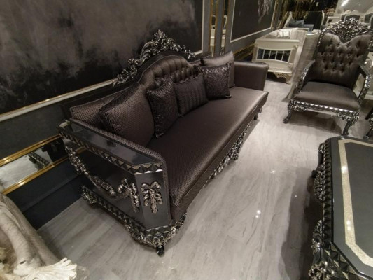 Luxus obývací pokoj sestava sedací soupravy nábytek 3+3+1+1 2x pohovka 2x křeslo hnědá nová