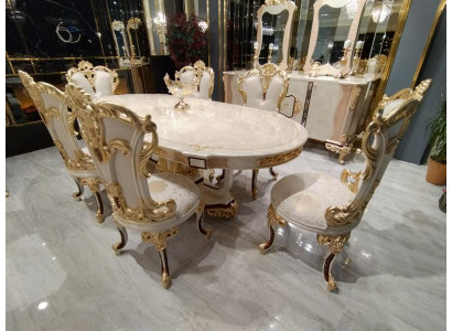 Jídelní set Luxus, sada židlí 6x židlí sestava jídelního stolu s židlemi a skříní.