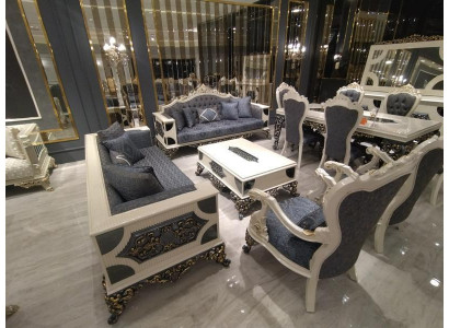 Designer Wohnzimmer Set 2x Sofas, Stilvollen Sessel Luxus Wohnzimmer Set Dizajnová sada obývacího pokoje 2x gauče, stylový křeslo luxusní obývací pokoj