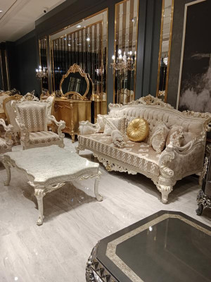 Moderní obývací pokoj set Dva stylové sety 3místné sofa Designové křeslo
