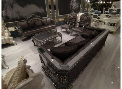 Prestižní obývací souprava 3+3+1 obývacího pokoje set obsahuje dvě pohovky a křeslo.