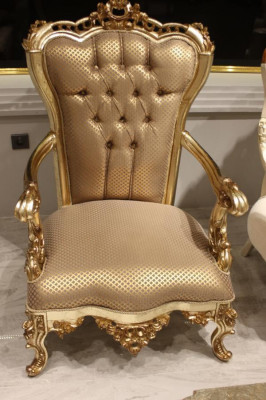 Sofa set 3místný textilní kompletní set gauče křeslo dřevo Chesterfield