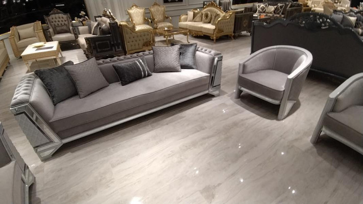 Moderní obývací pokoj ve stylu setu sedací soupravy 3+3+1+1 Šedý Obývací pokoj Set nábytku
