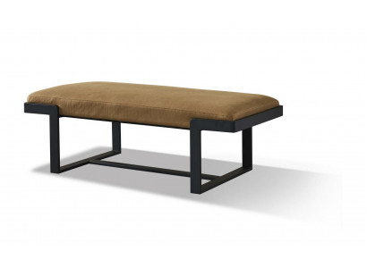 Hocker Polsterhocker Fuß Ablage Möbel Wohnen Sitzbänke Sitz Leder Braun  Stolička polstrovaná nohama k odkládání nábytku bydlení lavice sedadlo kůže hnědá