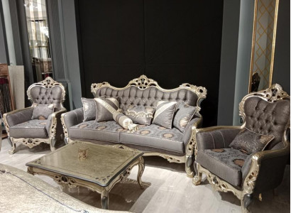 Elegantní obývací pokoj Chesterfield set sedací soupravy 3+1+1 sedadla