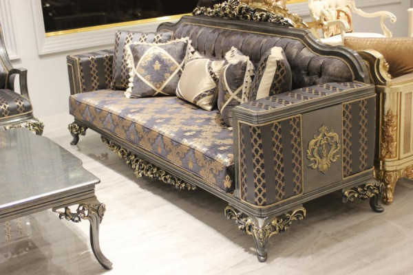 Luxusní sada 3 kusů sedací soupravy - pohovka 3místná, 2x křeslo Deluxe