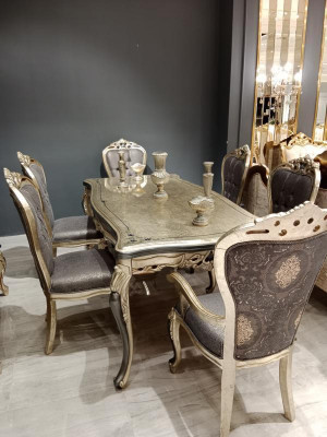 Moderní jídelní pokoj nábytek luxusní jídelní stůl + 6x židle Stůl Židle