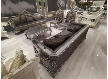 Luxusní třímetrová pohovka moderního stylu s třemi sedadly, elegantní třímetrová pohovka hnědá.