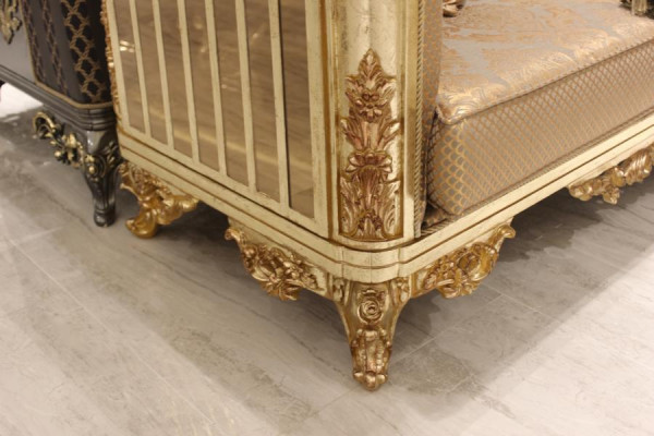 Luxus pohovka 3místná textilie pohovka zlato design nábytek 3místný Chesterfield čalounění nový