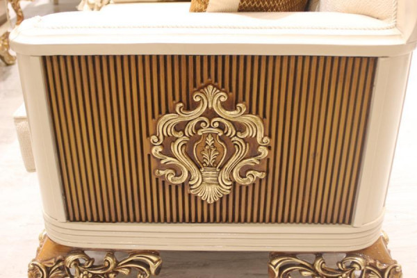 Luxus 3-místná pohovka Obývací pokoj Nábytek Elegantní pohovka 3-místná Textil Beige