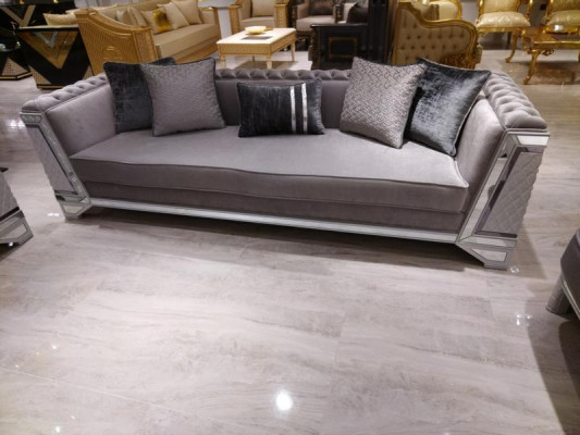 Elegantní obývací pokoj Nábytek Pohovka 3místná Vysoká kvalita Pohovka 3místná Šedá