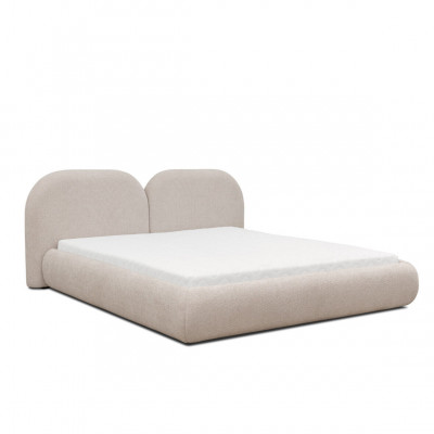 Béžová ložnice manželská postel Kulatá textilní hlavová část Polstrované postele Nové