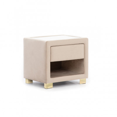Beige Čtvercový noční stolek Designer Dřevěný rám Moderní nábytek Nový