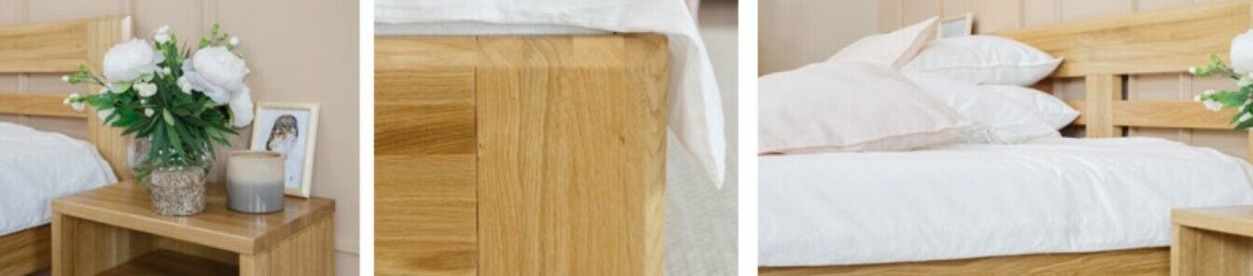 Ložnice nábytek set postel masivní dřevo noční stolky 2x postele skutečné dřevo 3 kusy.