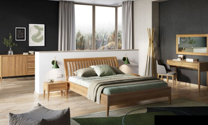 Klasická postel v barokním stylu, dvojité dřevěné hotelové postele 180x200cm, nová ložnice