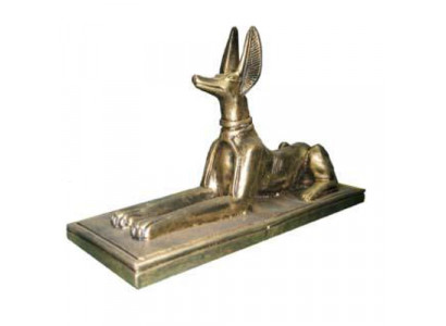 Egypťská plastová figurka šakala Anubise, velká bůh smrti dekorace 23cm.
